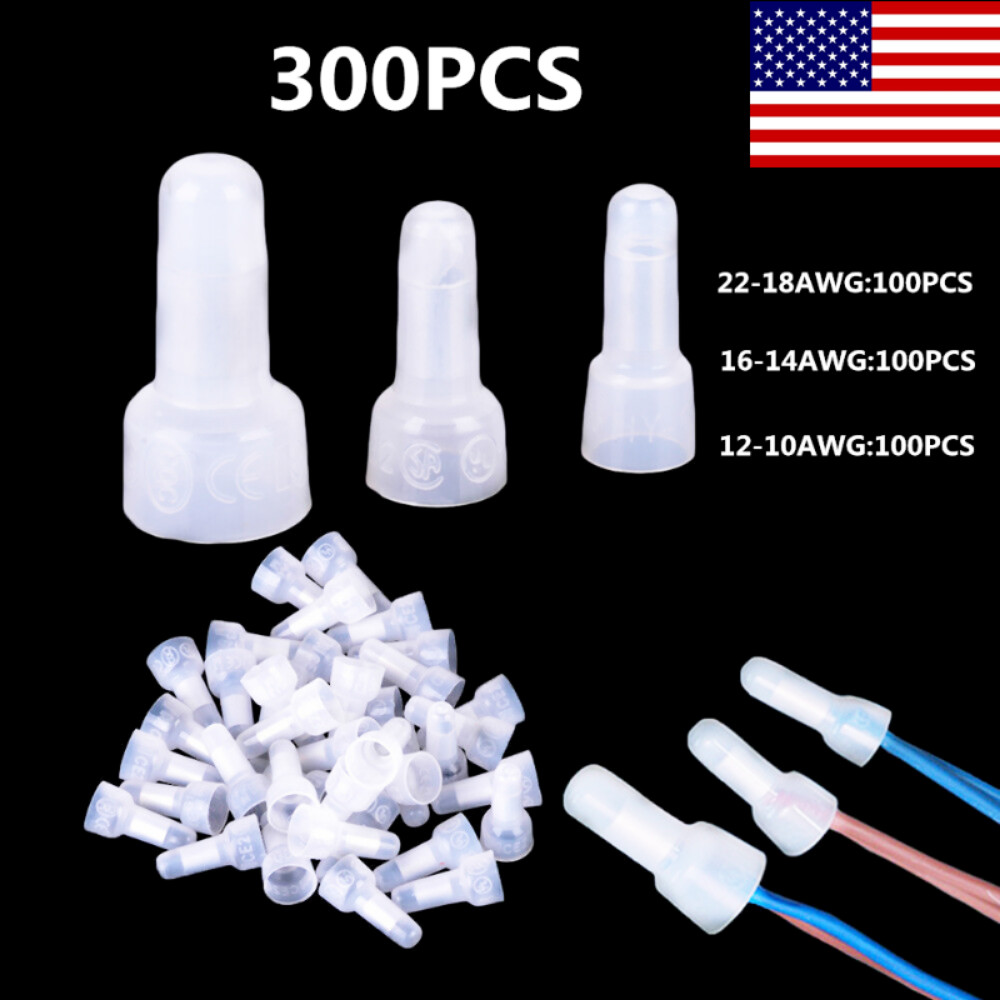 300PCS Closed End Crimp Cap12-10 16-14 22-18 AWG Gauge Wire Connector Terminal