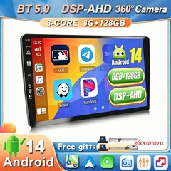 10.1″ Android14 Car Radio 8+128G CarPlay DSP Touch Screen 360° Camera GPS Stereo