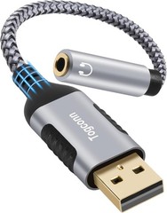 USB 3.0 Male to 3.5mm TRRS 4-Pole Female Headphone Jack Adapter, USB-A to Aux…