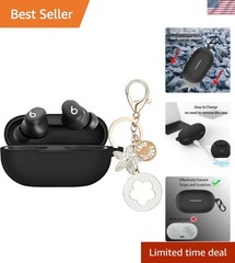 Chic Black Silicone Case for Beats Solo Buds with Fashion Keychain Accessory