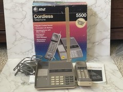 AT&T 5500 Cordless Speakerphone Box Instructions Cord Battery Untested