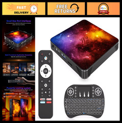 4GB RAM 64GB ROM Android 14.0 TV Box, 4K UHD Media Player, Dual Band WiFi, Bluet