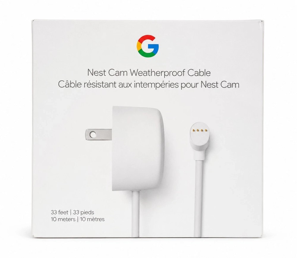 Google Nest Cam Weatherproof Cable 33ft 10m Outdoor Power Cord GQ9R5 BRAND NEW