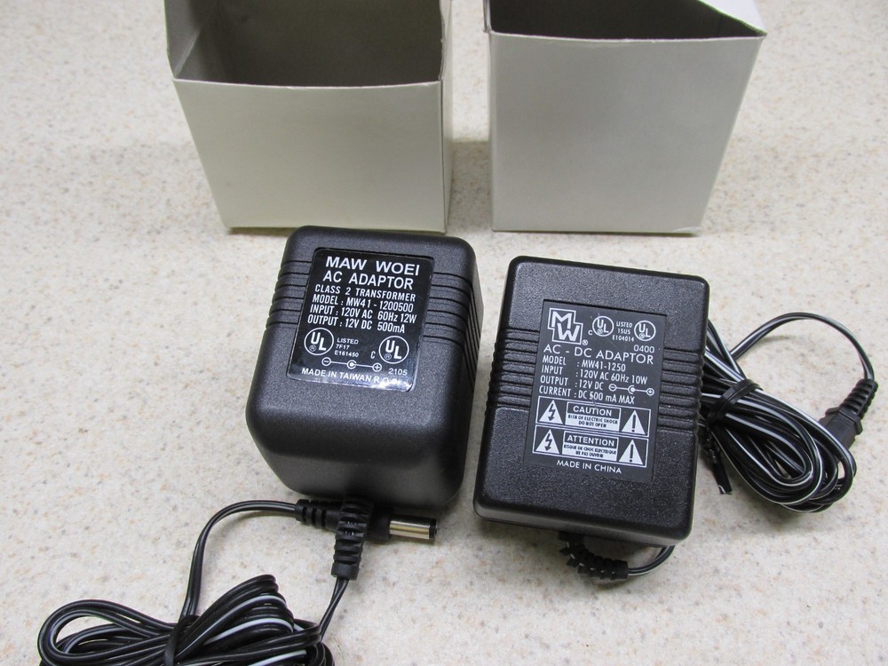MAW WOEI 120V AC to 12V DC Power Adaptor 5.5mm plug Lot of 2 MW41-1250, -1200500