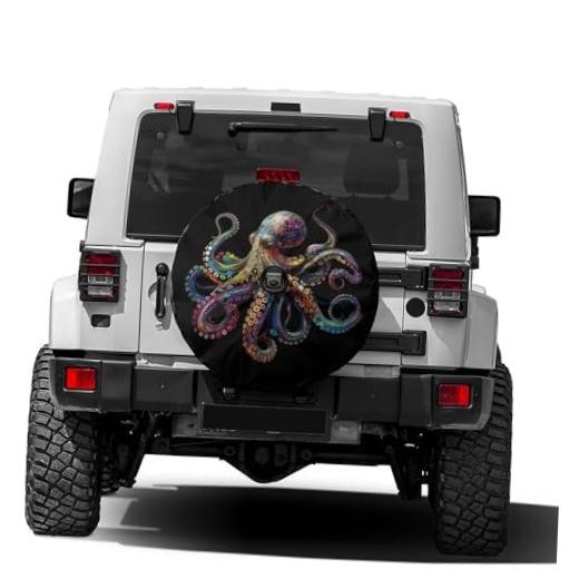 Colorful Fashion Octopus Spare Tire Cover with Backup Camera Hole Wheel Tire