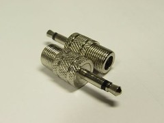 2X F Female to 3.5 mm Male Coaxial Adapter Coax Connector or 1/8″ Coaxial Mono