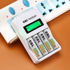 EBL LCD Charger for AA AAA Rechargeable Batteries NIMH NICD 4-Bay Smart