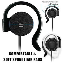 Ear Hook Listen Only Earpiece 3.5mm Jack Single Side Headset Headphone Earphone