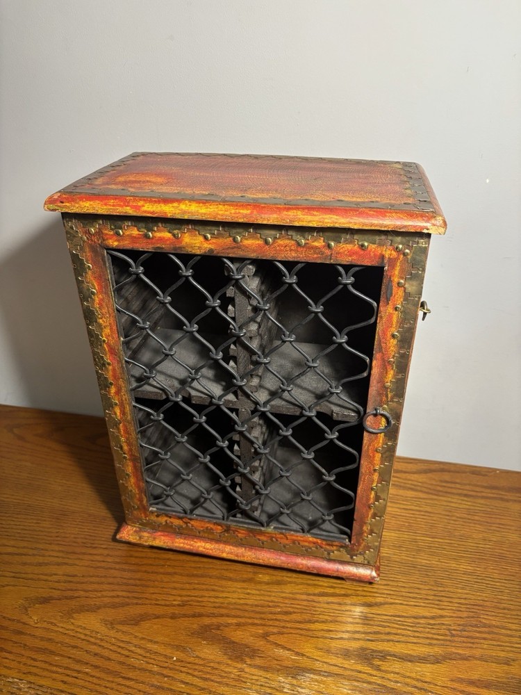 Rustic Indian Bohemian Handicraft Wooden Music CD Storage Desktop Table Cabinet