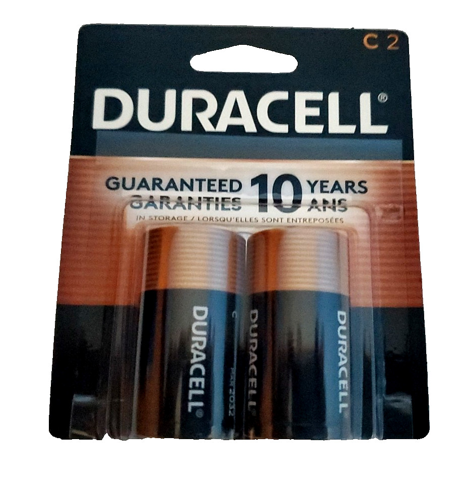 Duracell Copper Top C Coppertop 10 YEAR Alkaline Batteries 1.5 Volt 2 Pack
