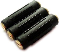Gold Plated 3.5mm Stereo Jack Female to Female Adapter – 3 Pack for Audio Exc…