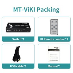 MT-VIKI 5 Port HDMI Switch 4K 30HZ 5×1 Switcher with Wireless IR Remote for 3D