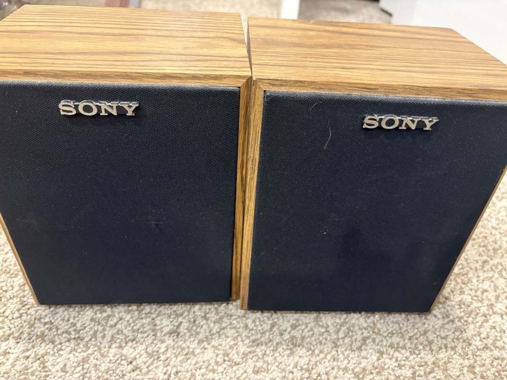Sony SS-U11 3-Way Bookshelf Speakers Pair Black Wood Grain Floor Standing Tested