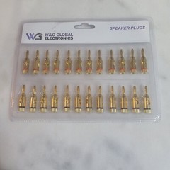 WGGE WG-3334 24k Gold Plated Banana Plugs (Open Screw Type) (12 Pairs)