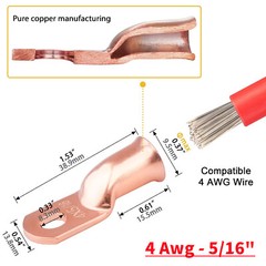 10/20/30Pcs Battery Copper Wire Lugs Welding Ring Terminal Cable Ends Connectors