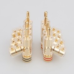 8Pcs 45 Degree Locking Banana Plug 24K Gold Plated Audio Cord Terminal Connector
