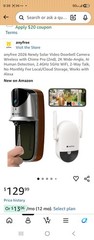 Wireless Solar Video Doorbell Camera Chime Pro, 2K Wide-Angle,WiFi,NO FEES,Alexa