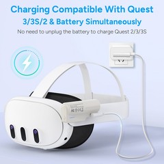 2X Battery Pack for Meta Quest 3/3S and Oculus Quest 2 W/Fast Charging 6000Mah