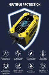 12V 6A Smart Car Battery Charger Pulse Repair for AGM LiFePO4 Motorcycle SUV