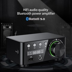 HiFi Stereo Bluetooth 5.0 Digital Power Amplifier Audio Receiver USB 50W+50W BLK
