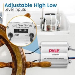 Pyle 2 Channel 300W RMS Waterproof iPod/MP3 Marine Power Amplifier – White