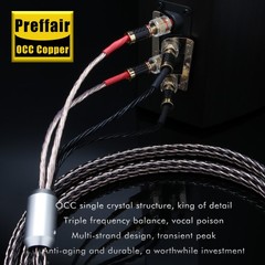Pair 7N OCC Copper HiFi Audio Bi-Wire Speaker Cable Banana Plug 24 Strands Wire