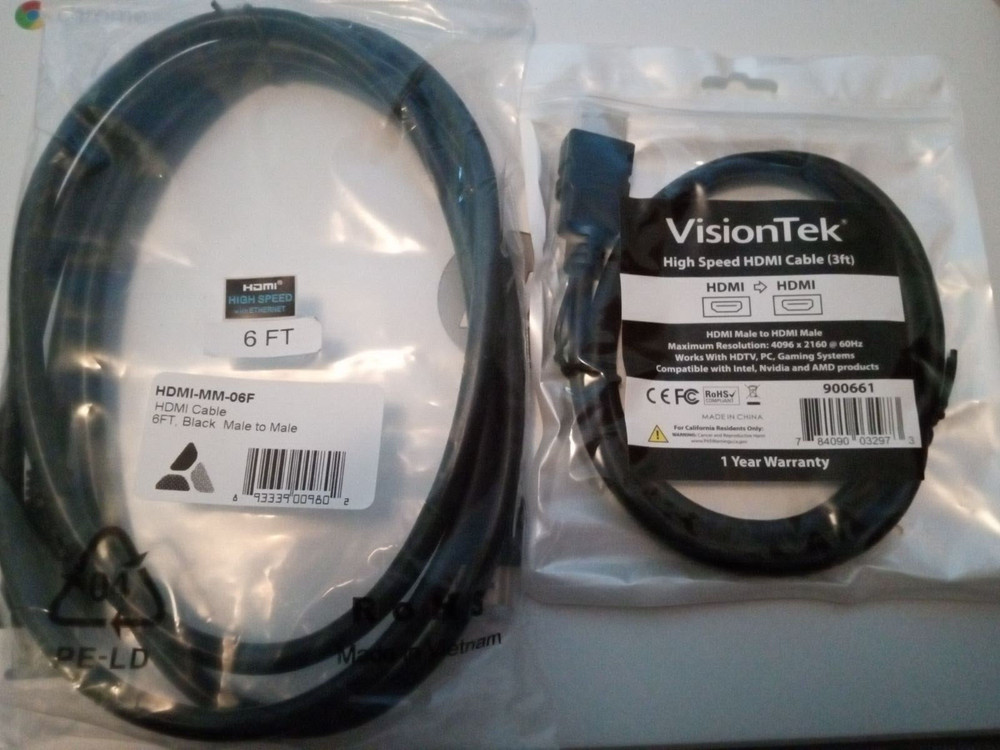 VisionTek HDMI Cable 3ft and 6ft High Speed Ethernet Cable Lot of 2 – BRAND NEW