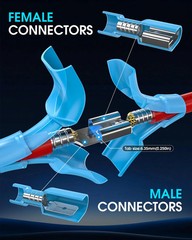 100 Pcs Electrical Male& Female Spade Connectors, 22-16 16-14 12-10 AWG Gauge Wi