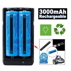2x 3.7V 3000mAh Multipurpose Li-ion Batteries Rechargeable Battery+Dual Charger