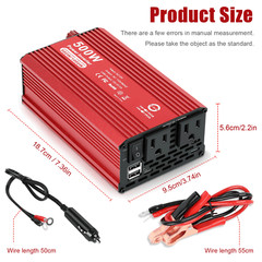 Car Vehicle Power Inverter 1000W Peak DC 12V to AC 110V 120V Converter 2 AC USB