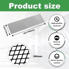 Heavy-Duty Car Grill Mesh, Aluminum Alloy Expanded Metal Sheet, Black PVC