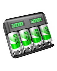 EBL C D Size Batteries Rechargeable ，Optional LCD Charger for C &D cell Battery