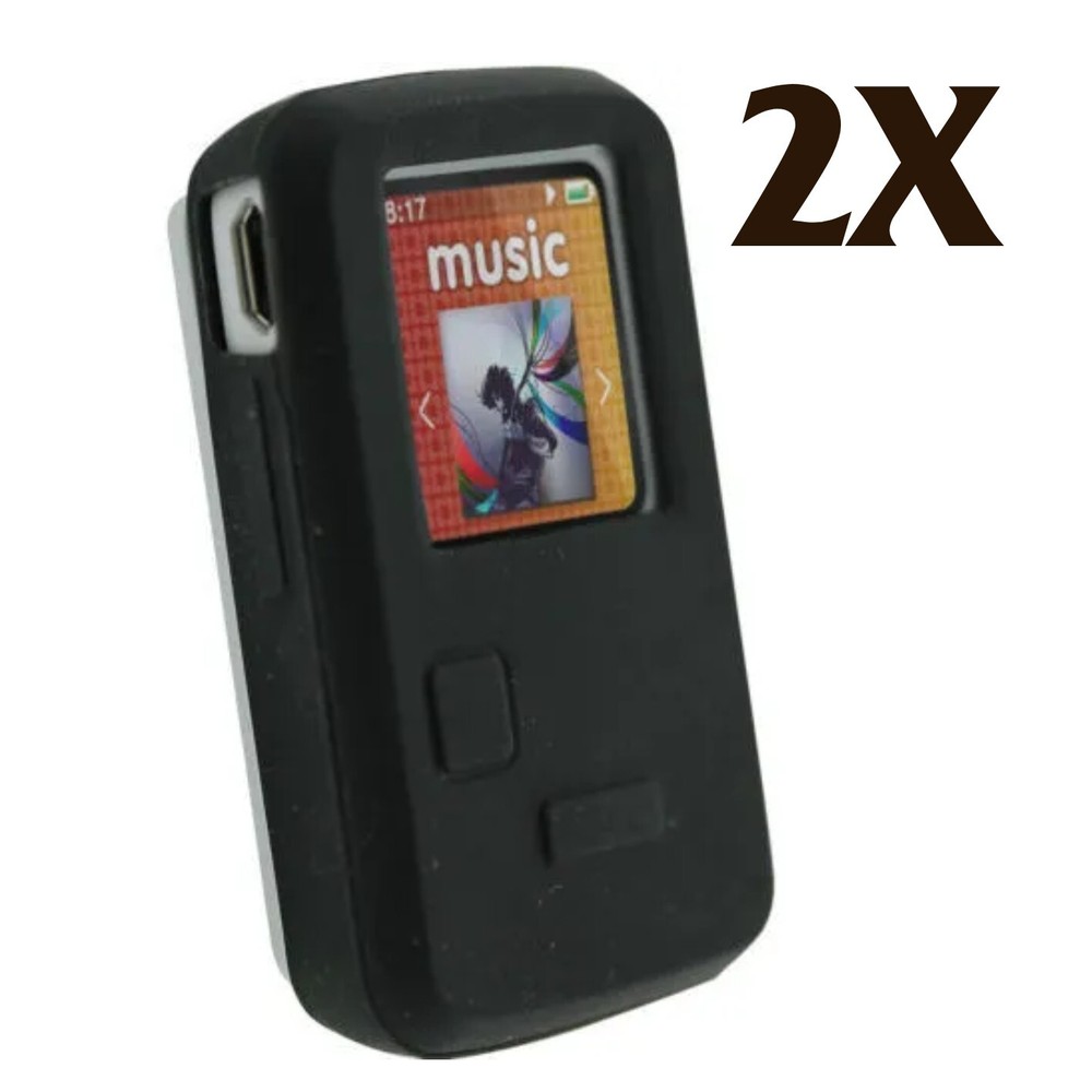 2X Black Silicone Skin Case for Sandisk Sansa Clip Zip MP3 Player Cover Holder