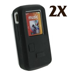 2X Black Silicone Skin Case for Sandisk Sansa Clip Zip MP3 Player Cover Holder