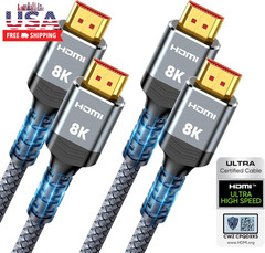 10K 8K HDMI 2.1 Cable 2-Pack 6.6FT, Certified 48Gbps Ultra High Speed Slim HDMI