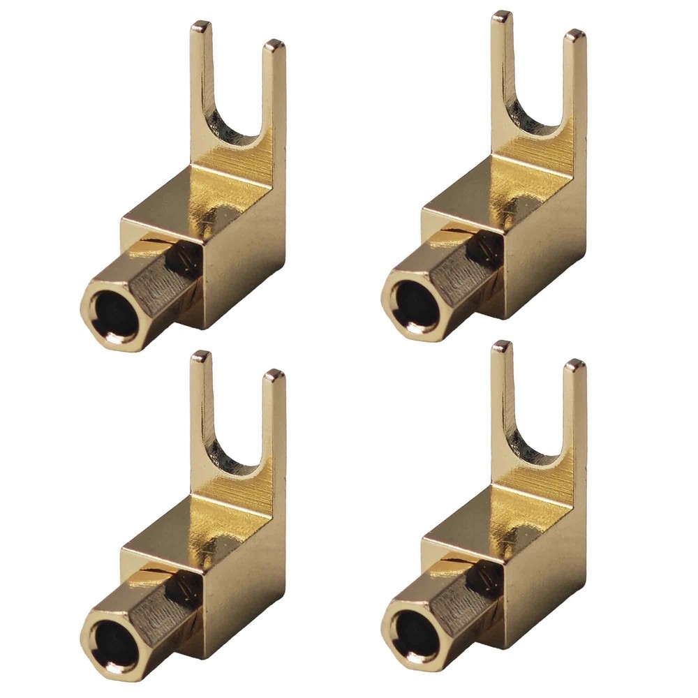 4PCS Banana Plug to Spade Adapter, Hi-Fi Brass Gold Plated Connector with Dual