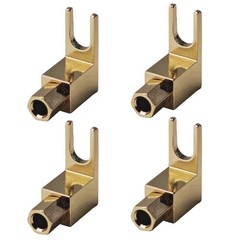 4PCS Banana Plug to Spade Adapter, Hi-Fi Brass Gold Plated Connector with Dual
