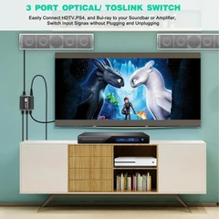 3-Port SPDIF Toslink Digital Optical Audio Switch 3×1 with IR Remote