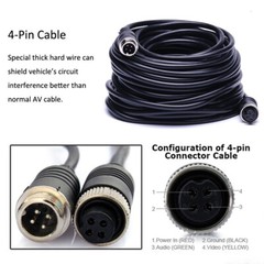 15M 4Pin Connector Cable Waterproof for Truck Van Trailer CCD Rear View Camera