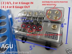 2 IN 4 OUT AGU 0 1 4 8 Gauge Fuse Holder “Eye Candy” Car Truck Power Block 12V