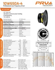 4x PRV Audio 10W650A-4 Midbass ALTO Car Audio 10″ Speakers 4 Ohm 10A PRO 2600W