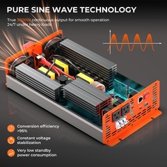 3000W 6000W Pure Sine Wave Power Inverter 12V to 120V Converter Remote Control