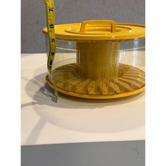 Vintage Dosix Yellow Round Media Storage Carousel Rotating Caddy with Handle