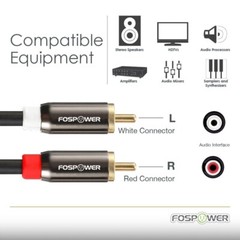 FosPower 2x 25FT Dual Layer 2 RCA to RCA L/R Male Stereo Audio Cable Cord Plug