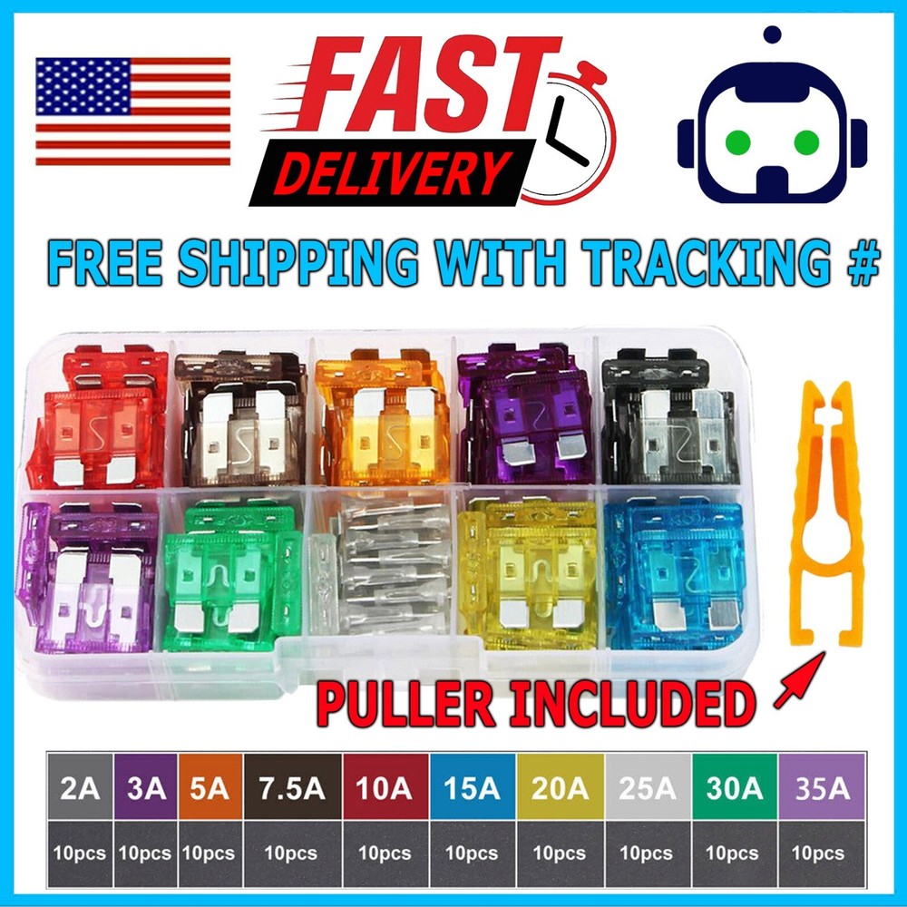 100pc Medium Blade Fuse Assortment Auto Car Motorcycle SUV FUSES Kit APM ATM UTV