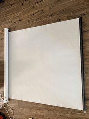 Motorized Pull-Down Projection Screen Wall Mountable White w/ Cord