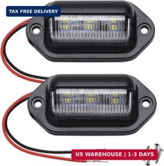 2PCS Xenon White LED License Plate Light – 12V-24V DC Waterproof 6-SMD Lamp Tail