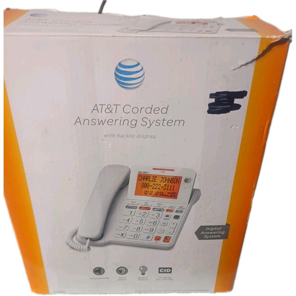 AT&T CL4940 Single Line Corded Phone – White