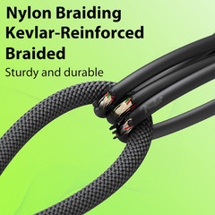 Kevlar-Reinforced Guitar Cable 10 Ft 2 Pack, 20AWG 99.99% OFC, 10X Heavy-Duty Ny