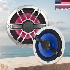 1 Pair 6-1/2″ 2-Way Marine Boat Speakers 12V RGB LED Lighting 150W Audio Systems